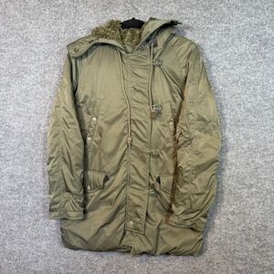 Denim & Supply Ralph Lauren Jacket Womens Medium Green Puffer Parka Hood Utility